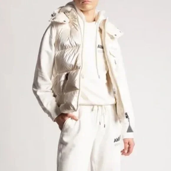 NWT$1550 MONCLER Diotis Hooded Quilted Metallic Pearl Puffer Gilet Vest 1 Small - Picture 16 of 16